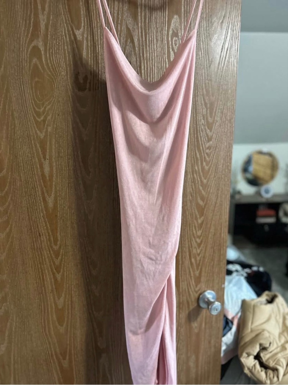 Sleek Pink Cowl Neck Slip Dress